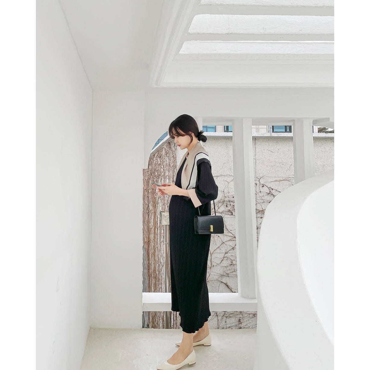 MUMMY.cc:中袖垂感優雅孕婦裙