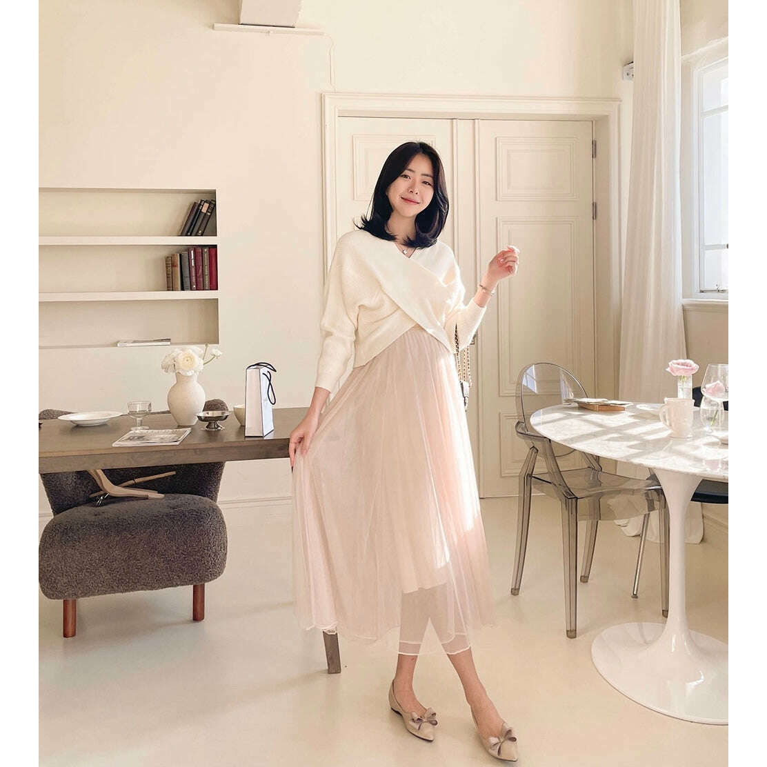 MUMMY.cc:交叉裹式針織背心紗裙套裝
