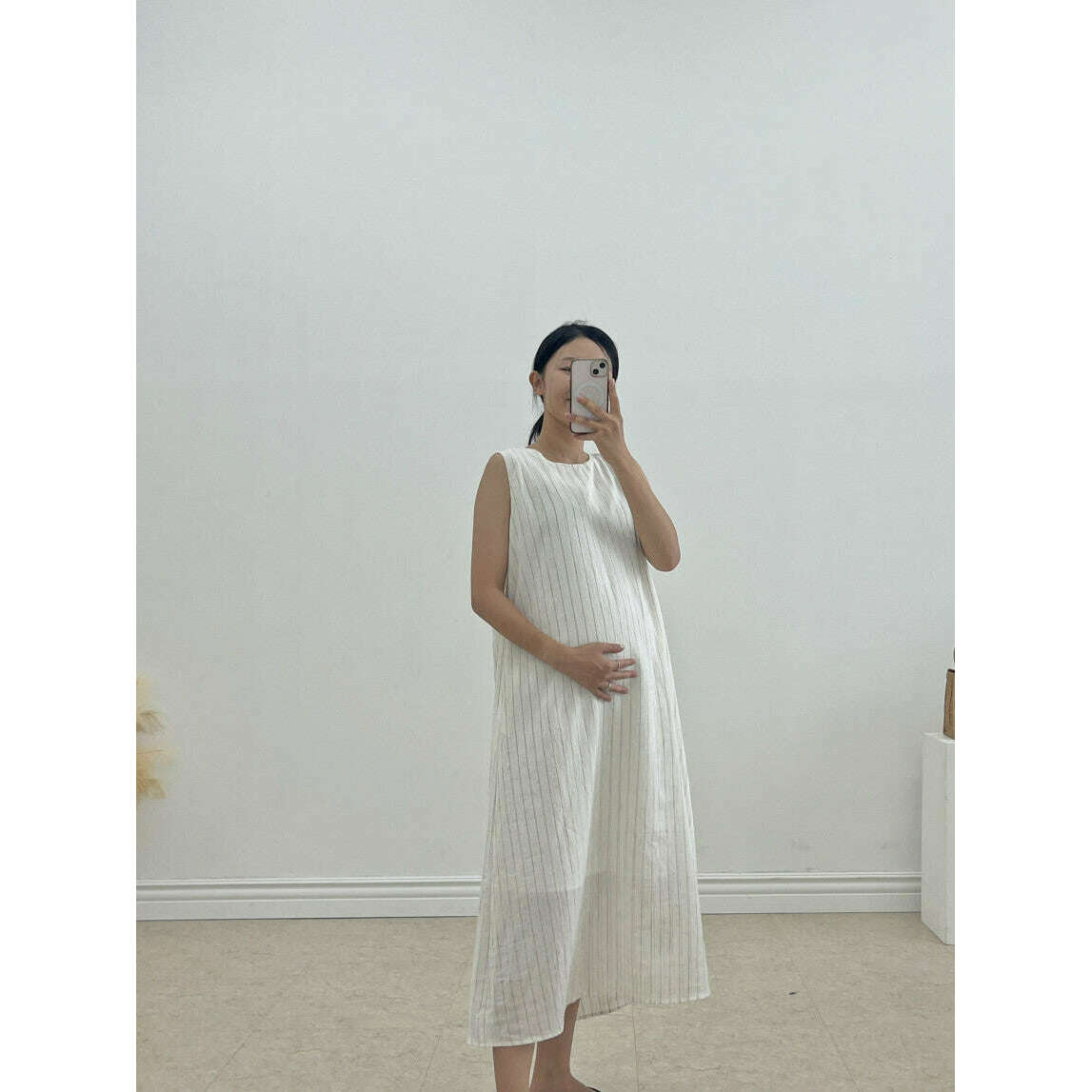 MUMMY.cc:夏季背心條紋棉麻連身裙