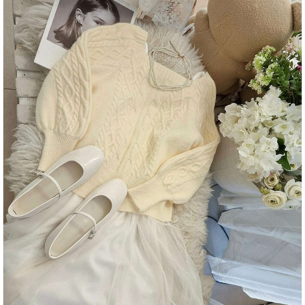 MUMMY.cc:法式麻花針織背心紗裙套裝