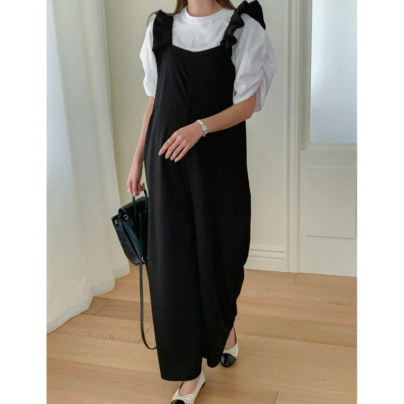 MUMMY.cc:孕婦荷葉肩帶Jumpsuit