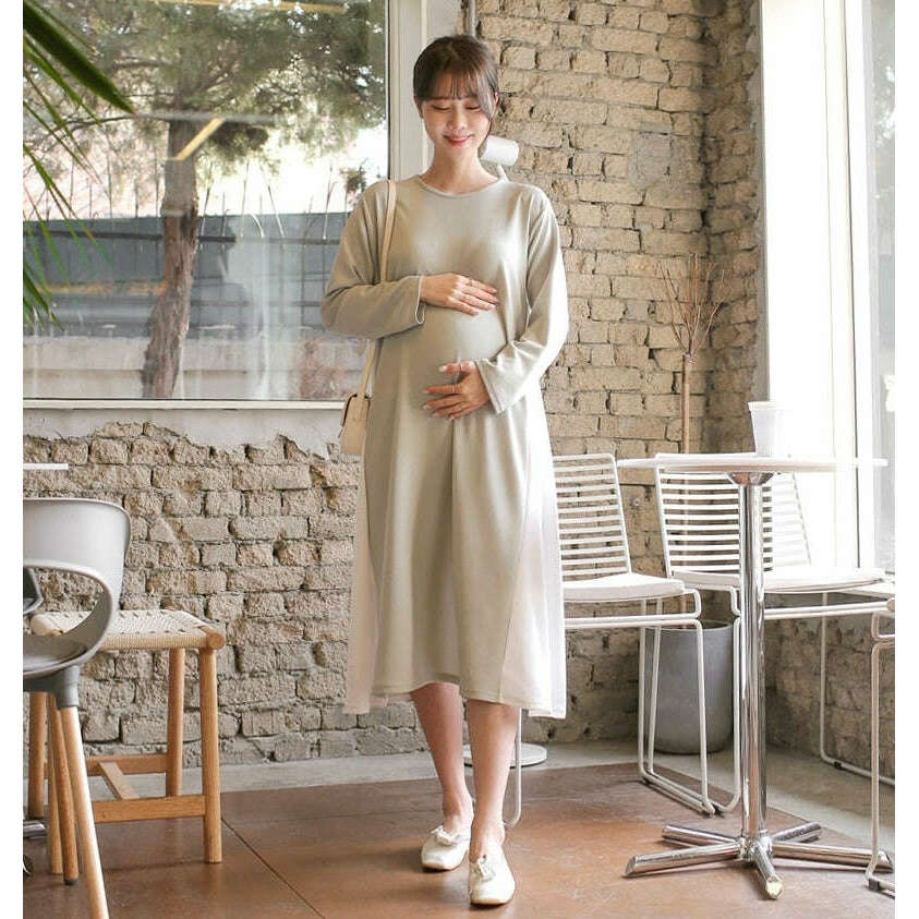 MUMMY.cc:拼色A字無皺連身裙