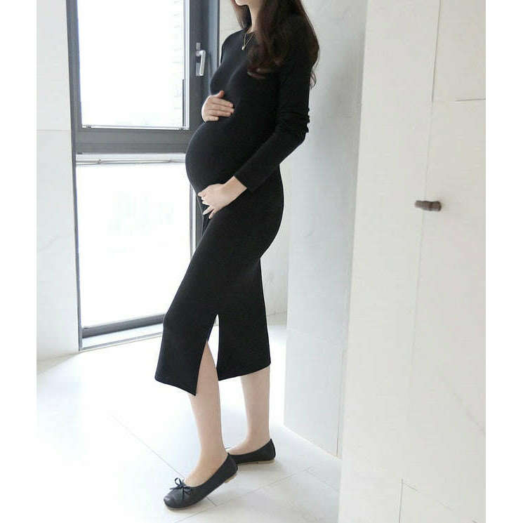 MUMMY.cc:長袖簡約修身連身裙
