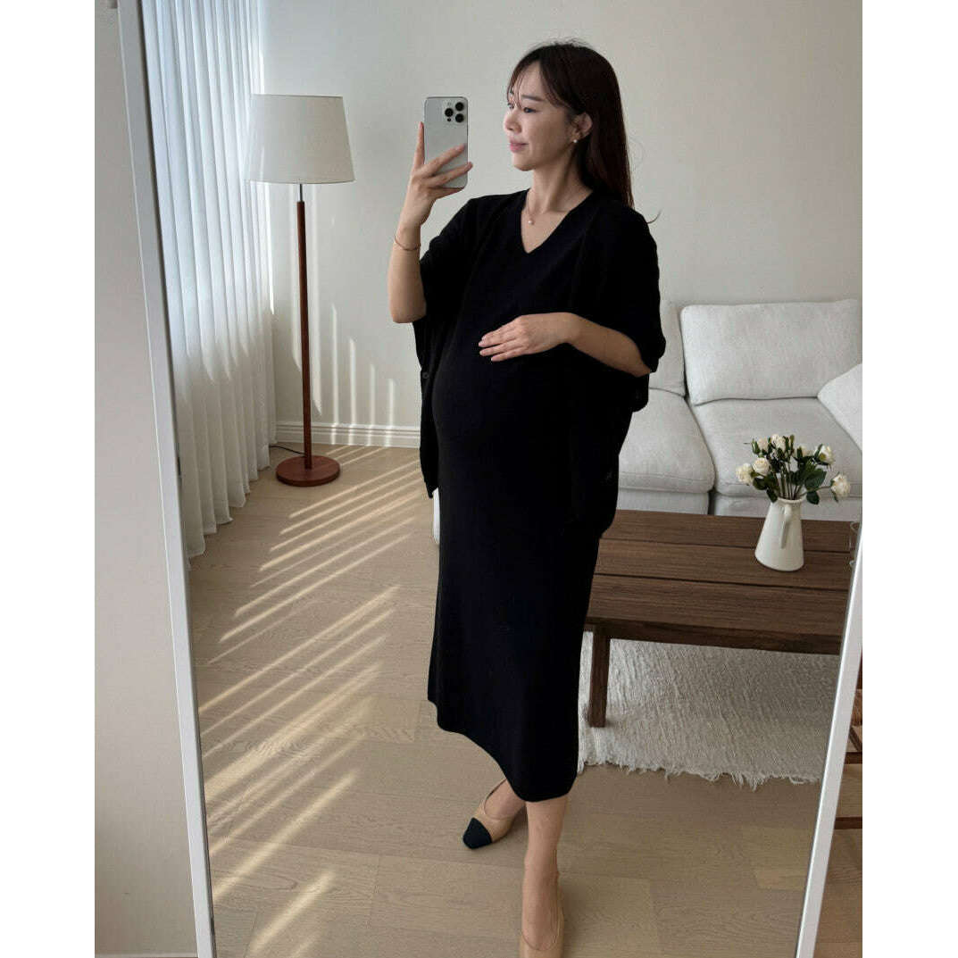 MUMMY.cc:修身V領針織連身裙套裝