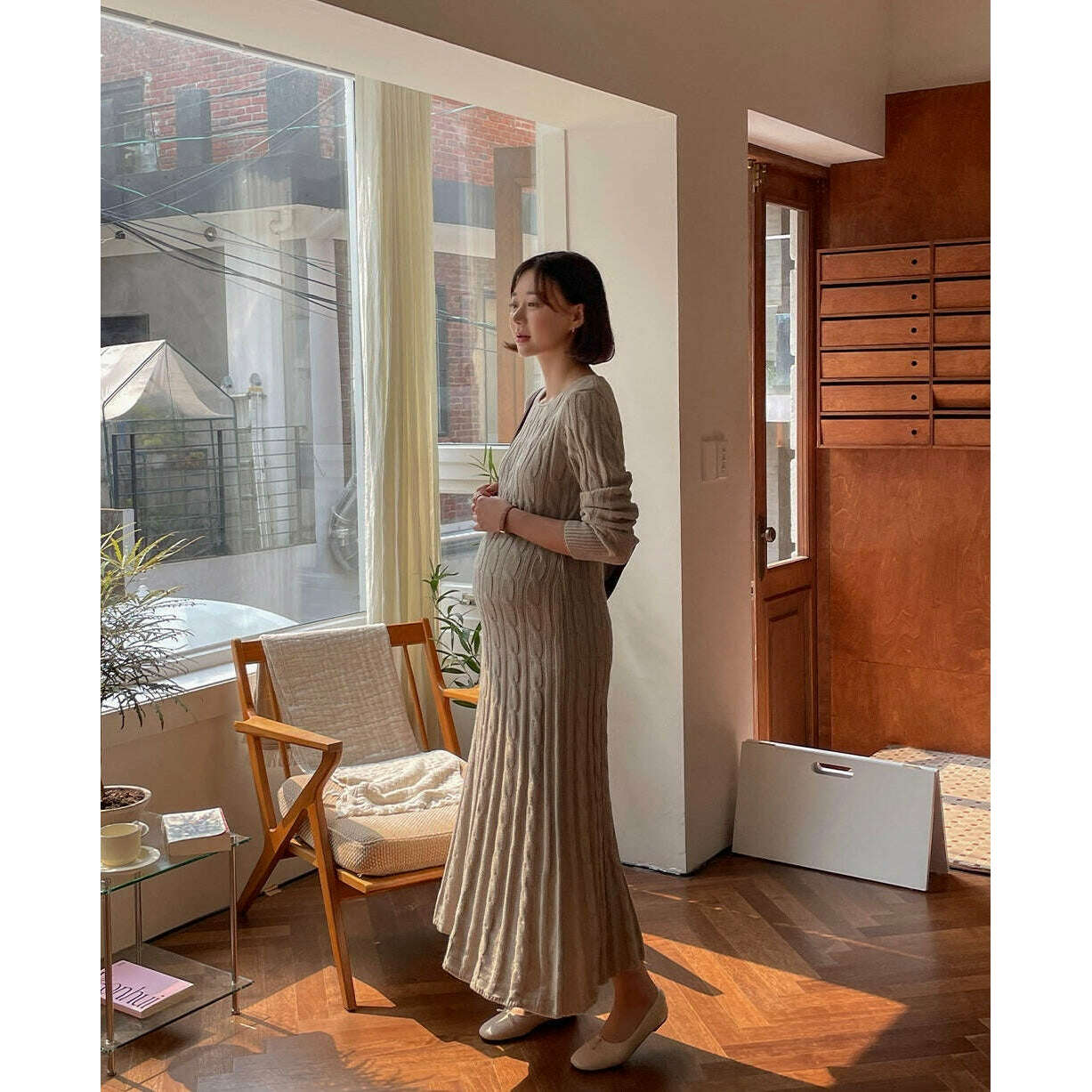 MUMMY.cc:麻花圓領編織長連身裙