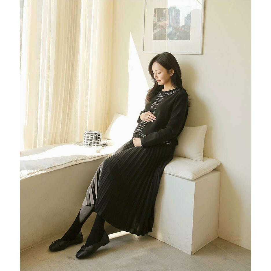 MUMMY.cc:針織小香風假兩件收腰連身裙