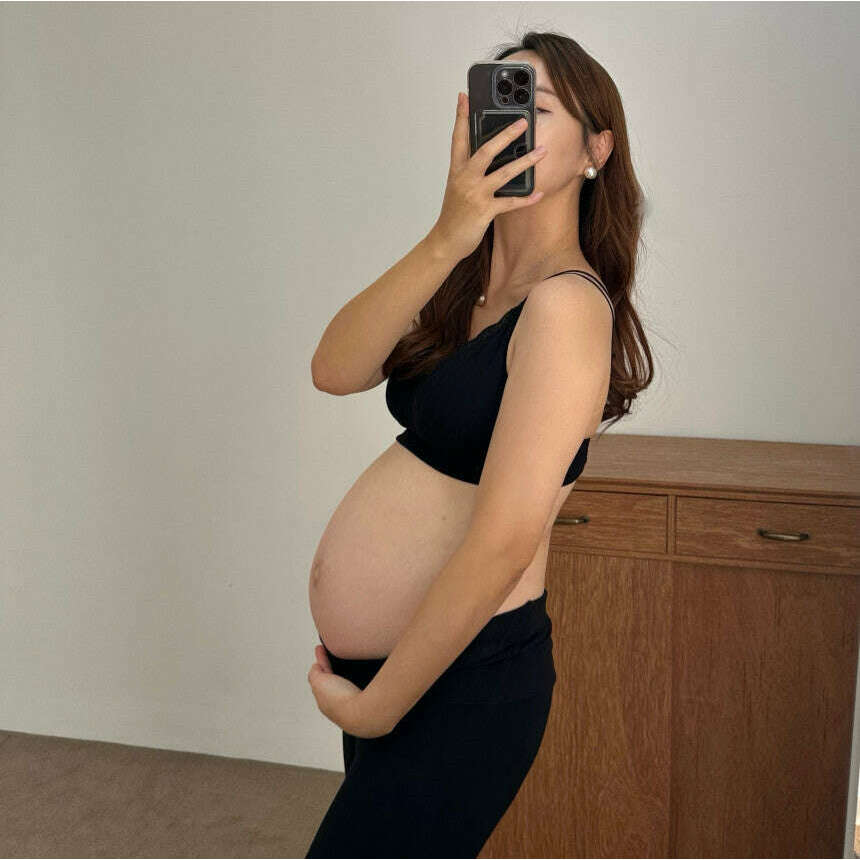 MUMMY.cc:孕婦棉質胸罩低腰內褲套裝(6色)