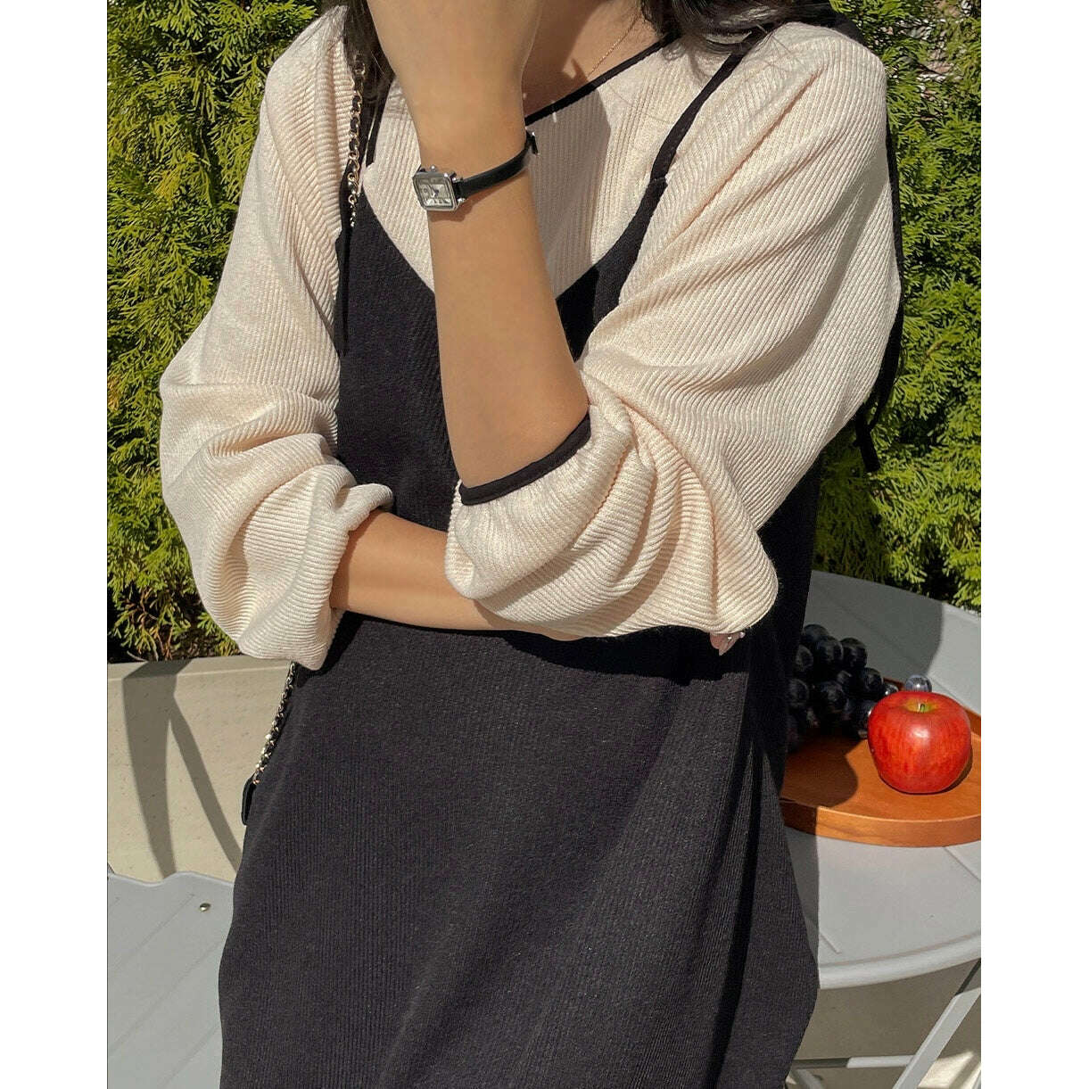 MUMMY.cc:假兩件針織吊帶連身裙