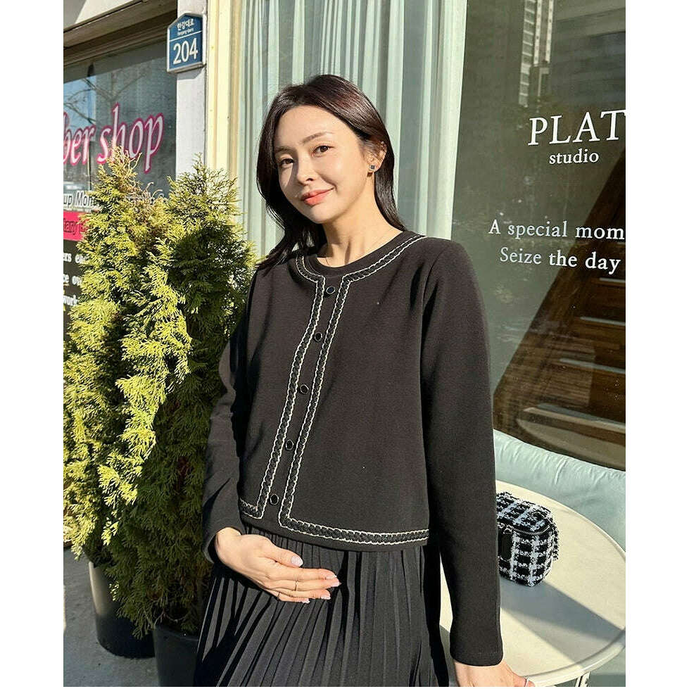 MUMMY.cc:針織小香風假兩件收腰連身裙