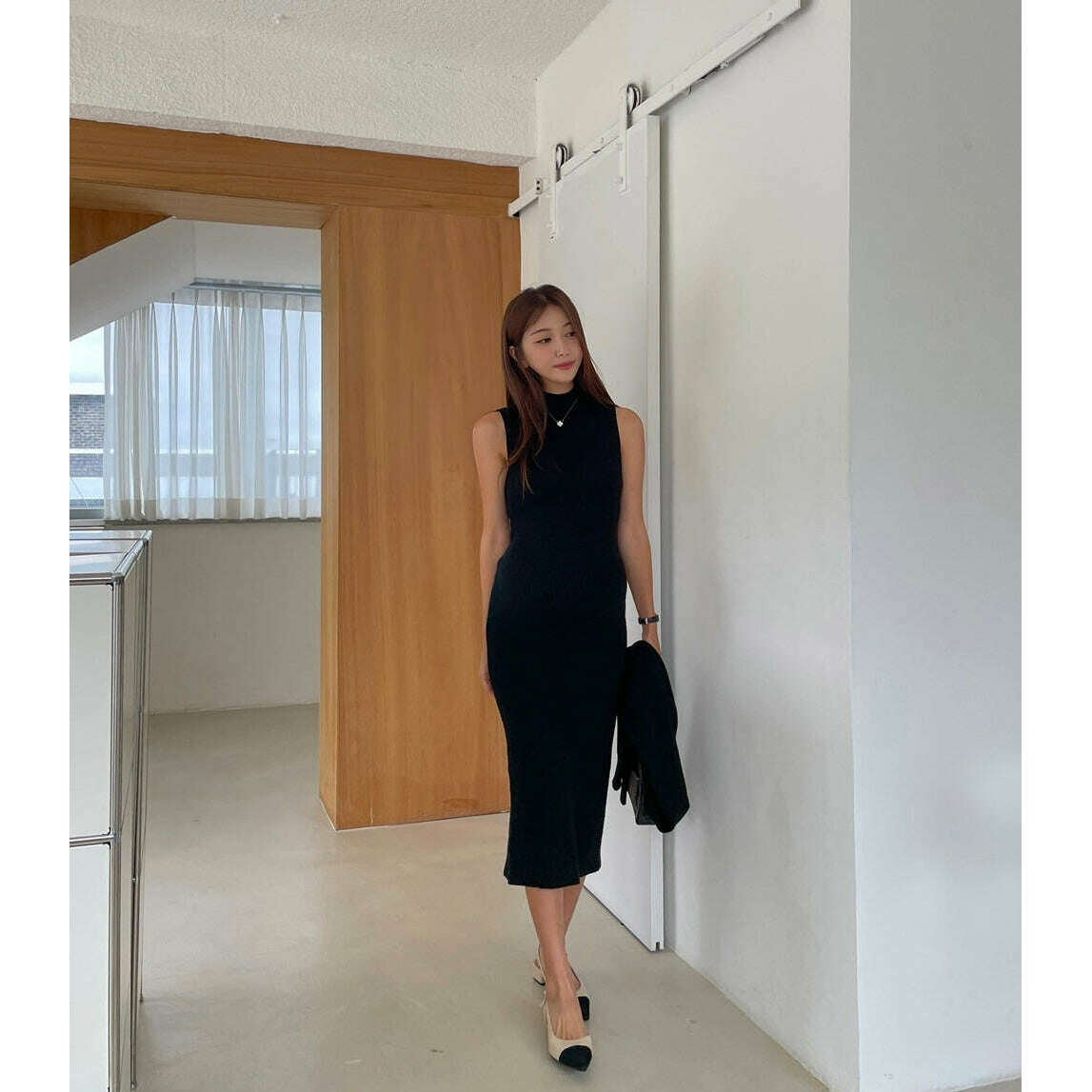 MUMMY.cc:法式背心半高領針織連身裙套裝
