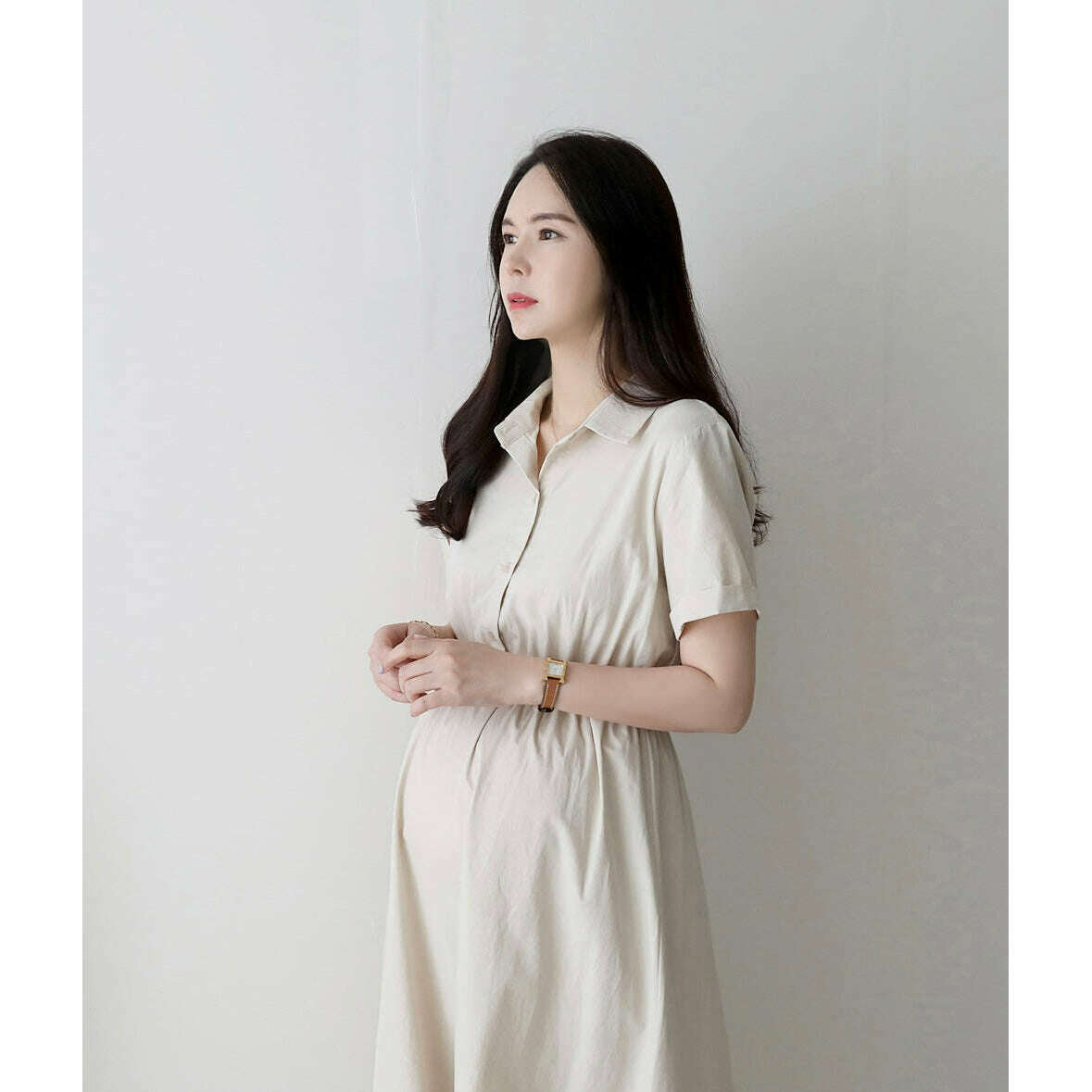 MUMMY.cc:短袖棉質襯衫哺乳連身裙