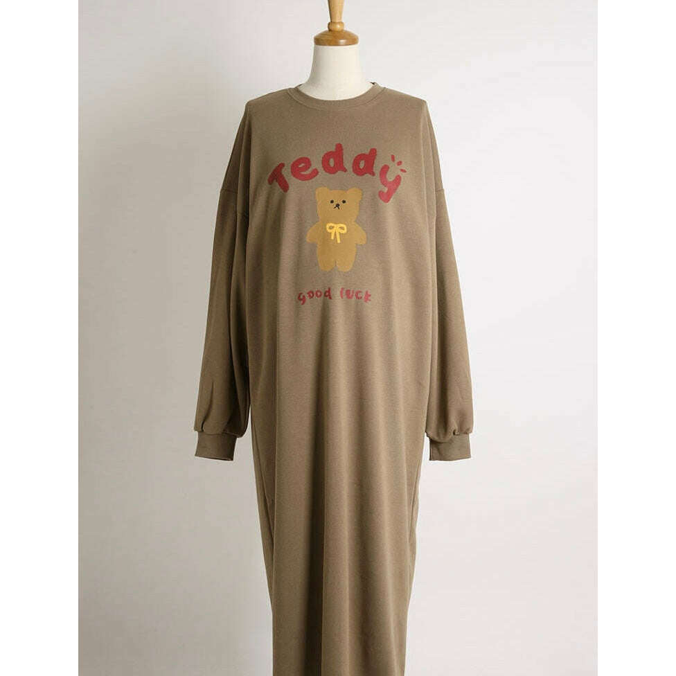 MUMMY.cc:Teddy印花圖案連身裙:Brown