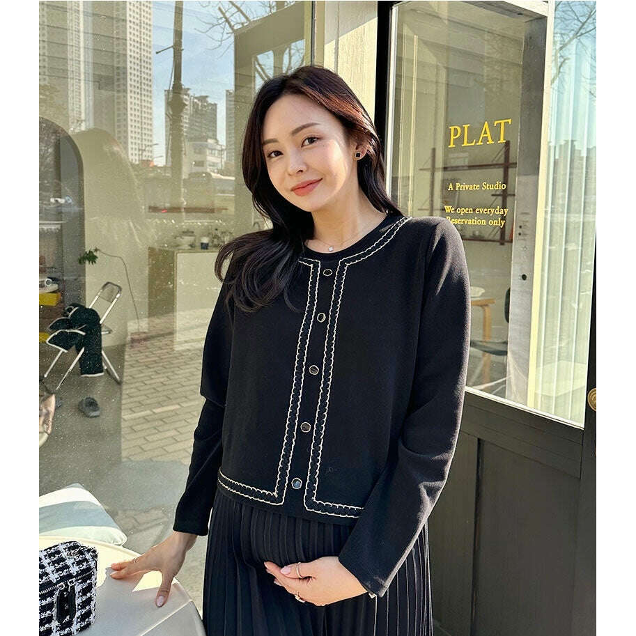MUMMY.cc:針織小香風假兩件收腰連身裙