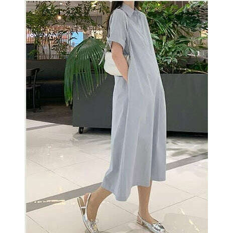 MUMMY.cc:孕婦翻領褶袖帶口袋連身裙