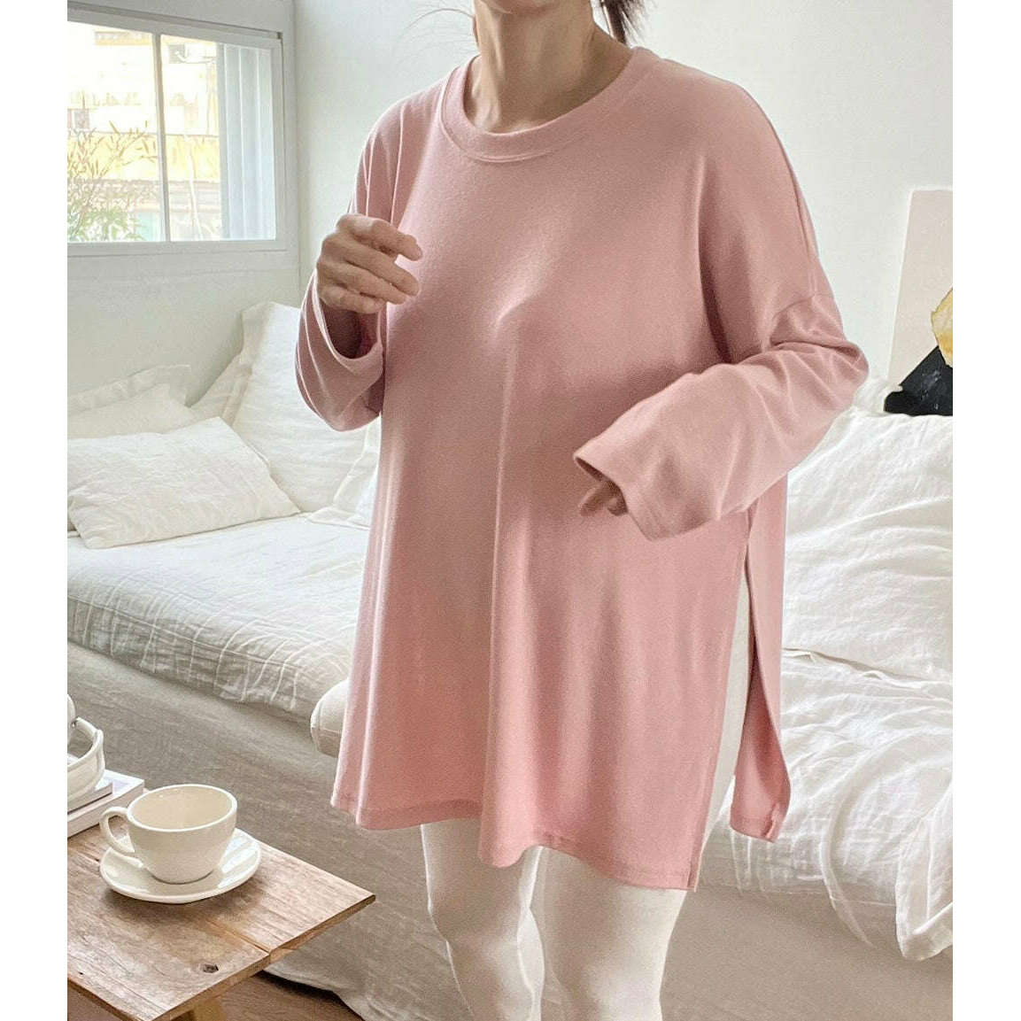 MUMMY.cc:孕婦純色側開叉長袖Tee