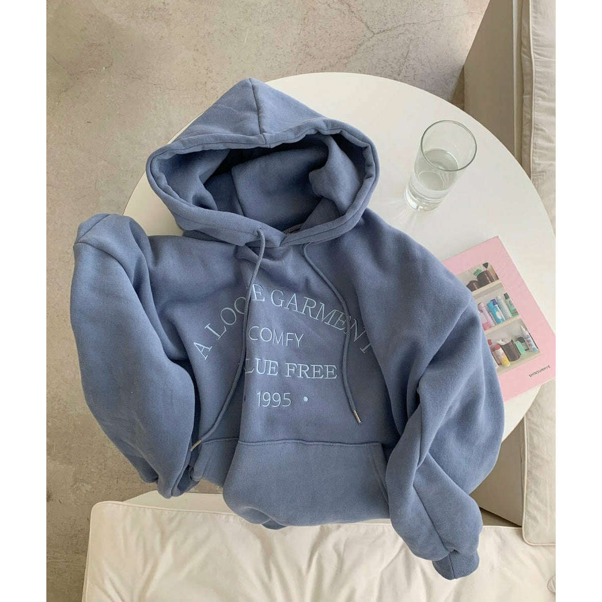 MUMMY.cc:Comfy 1995加絨連帽衛衣:Sky blue