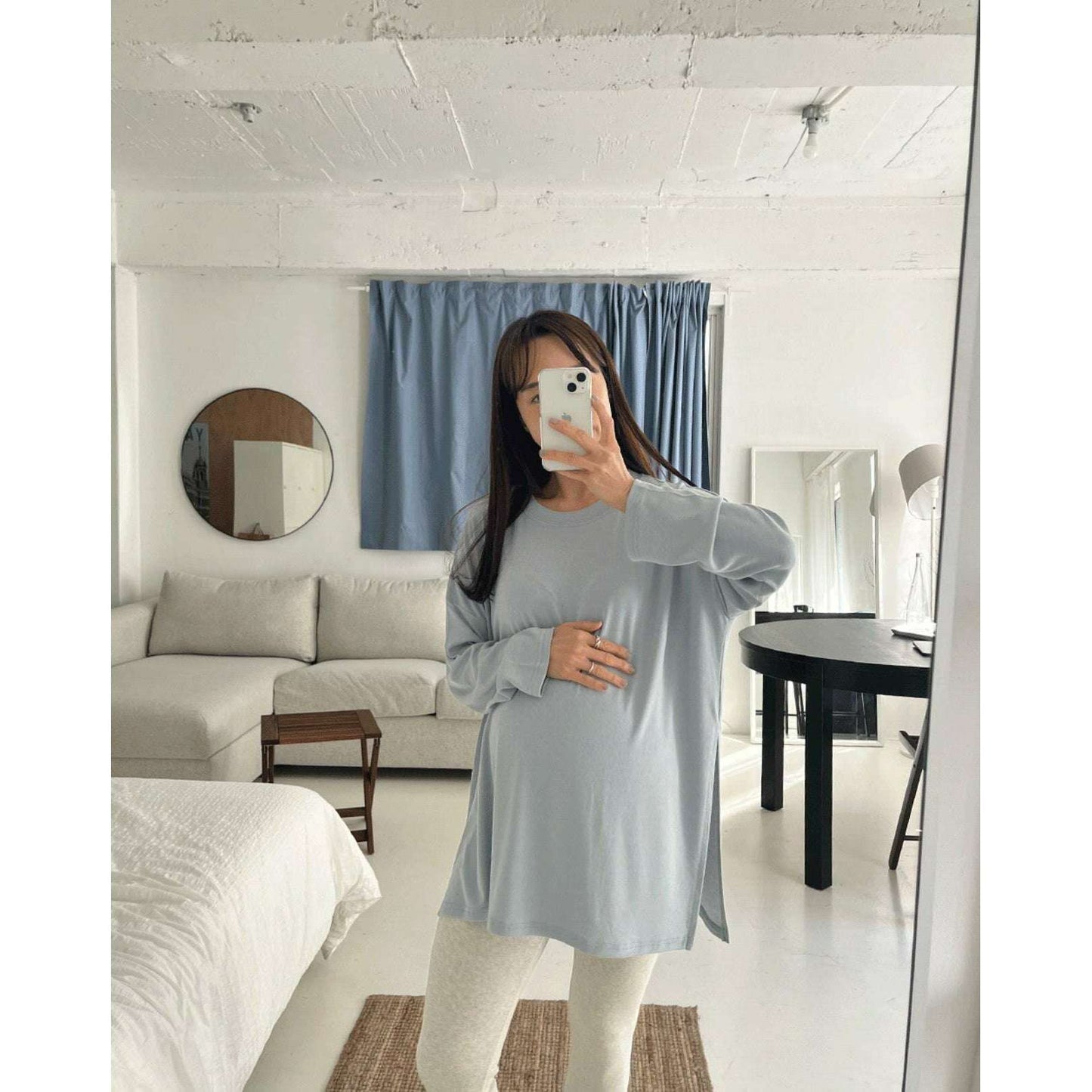 MUMMY.cc:孕婦純色側開叉長袖Tee