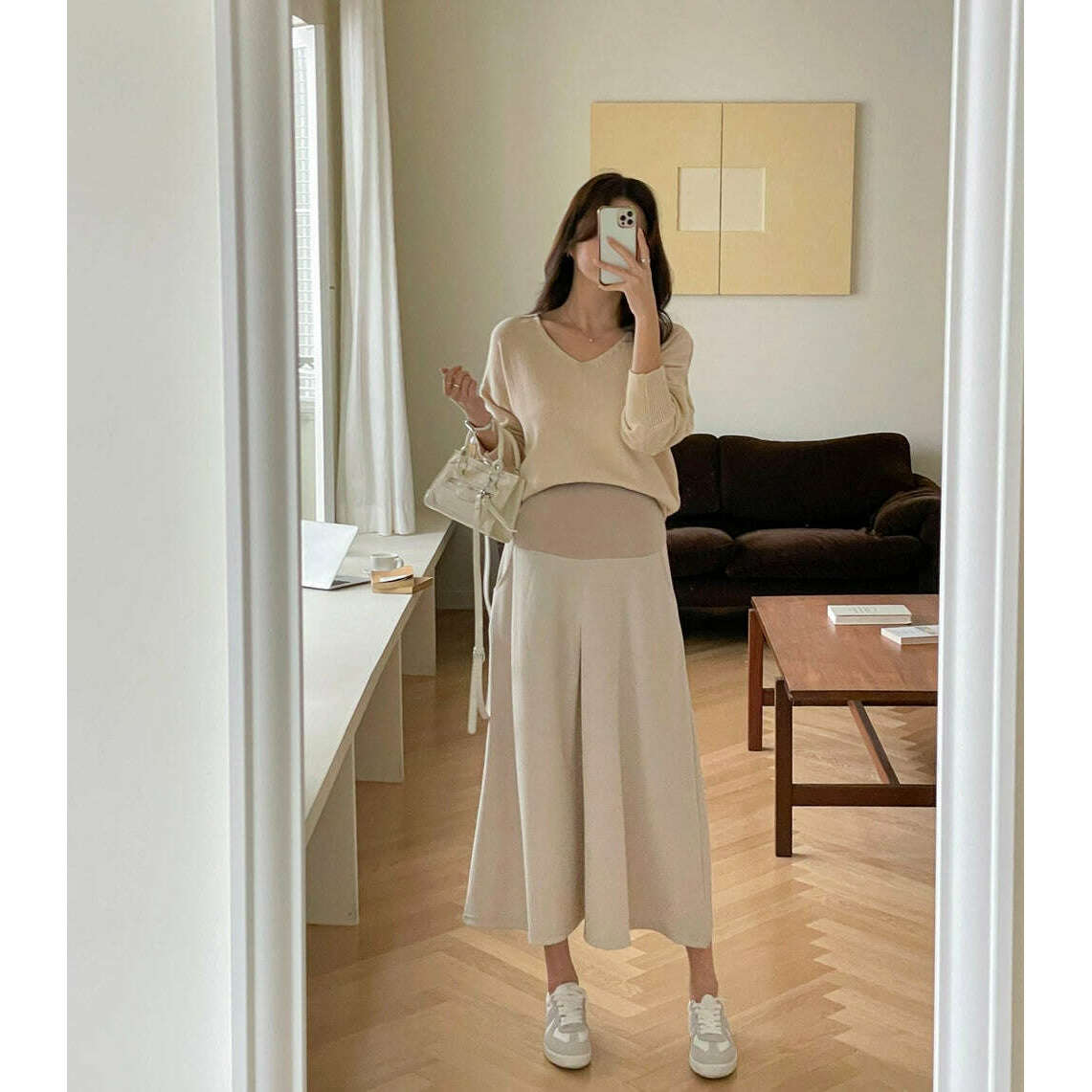 MUMMY.cc:秋季孕婦中摺口袋半截裙
