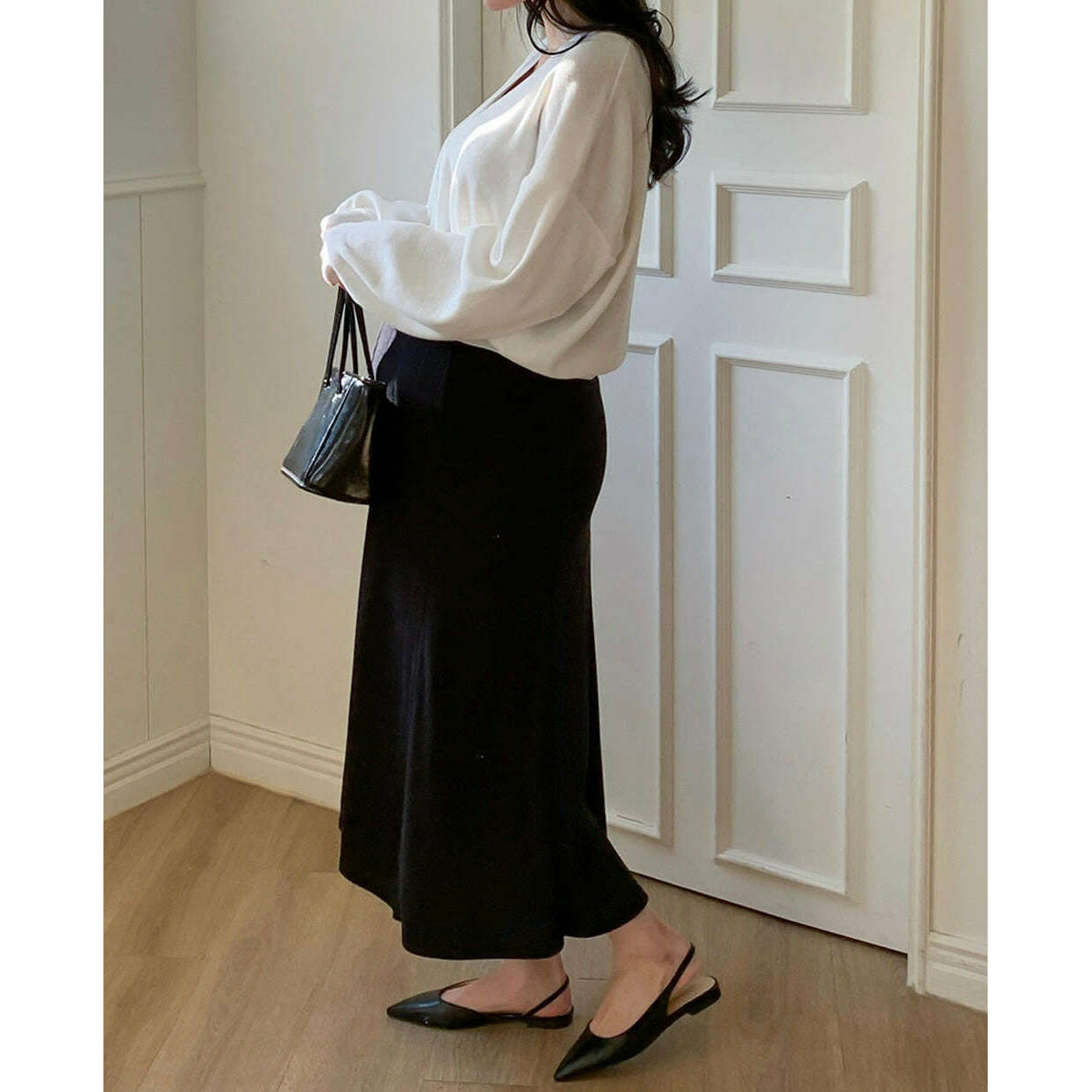 MUMMY.cc:孕婦坑紋顯瘦針織半截裙