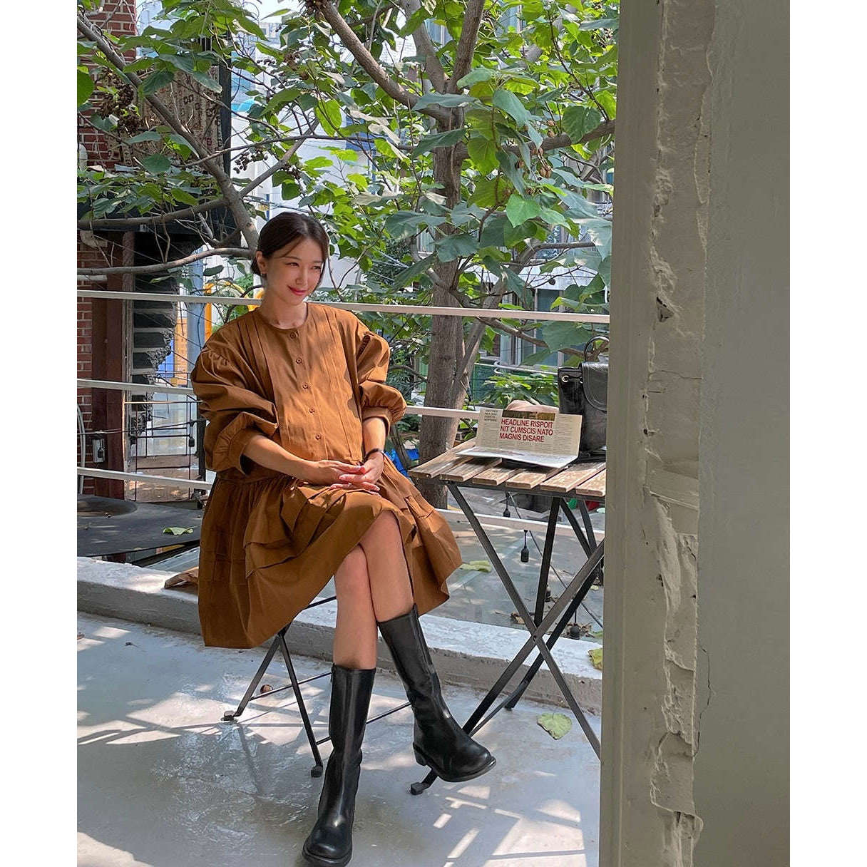 MUMMY.cc:甜美圓領燈籠袖娃娃裝連身裙(預訂款)