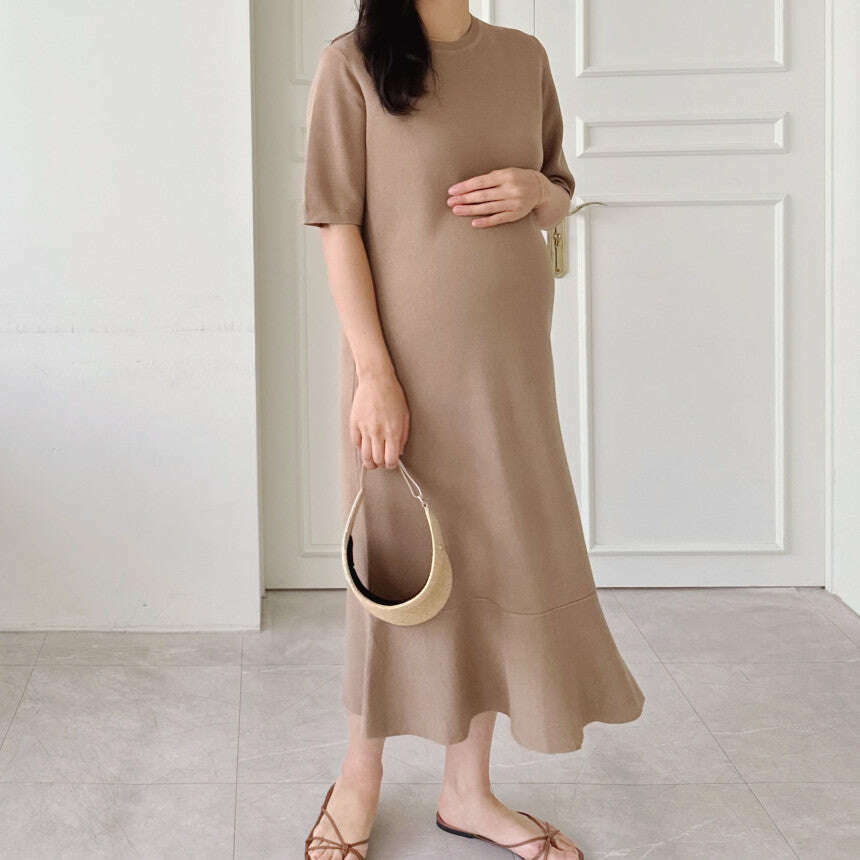 MUMMY.cc:圓領短袖魚尾針織連身裙