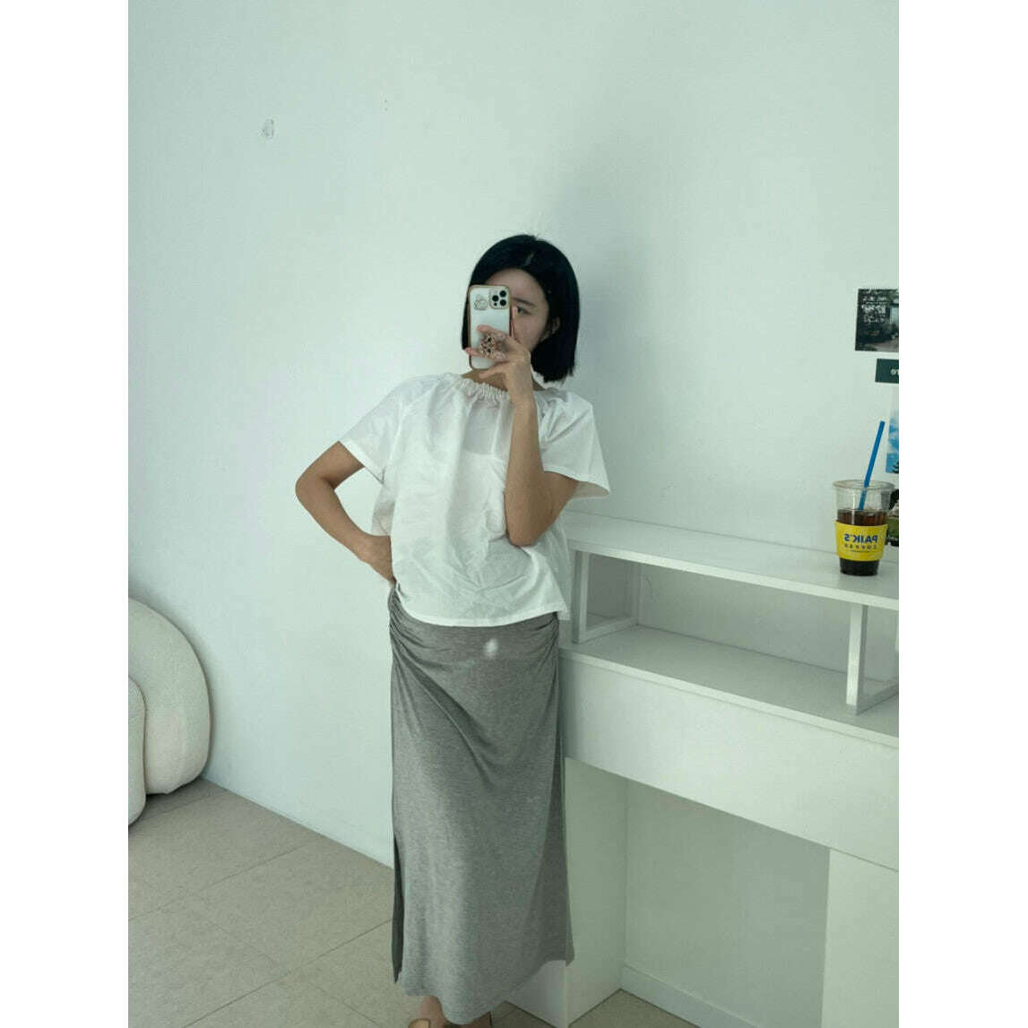 MUMMY.cc:氣質新款褶皺高腰修身長裙