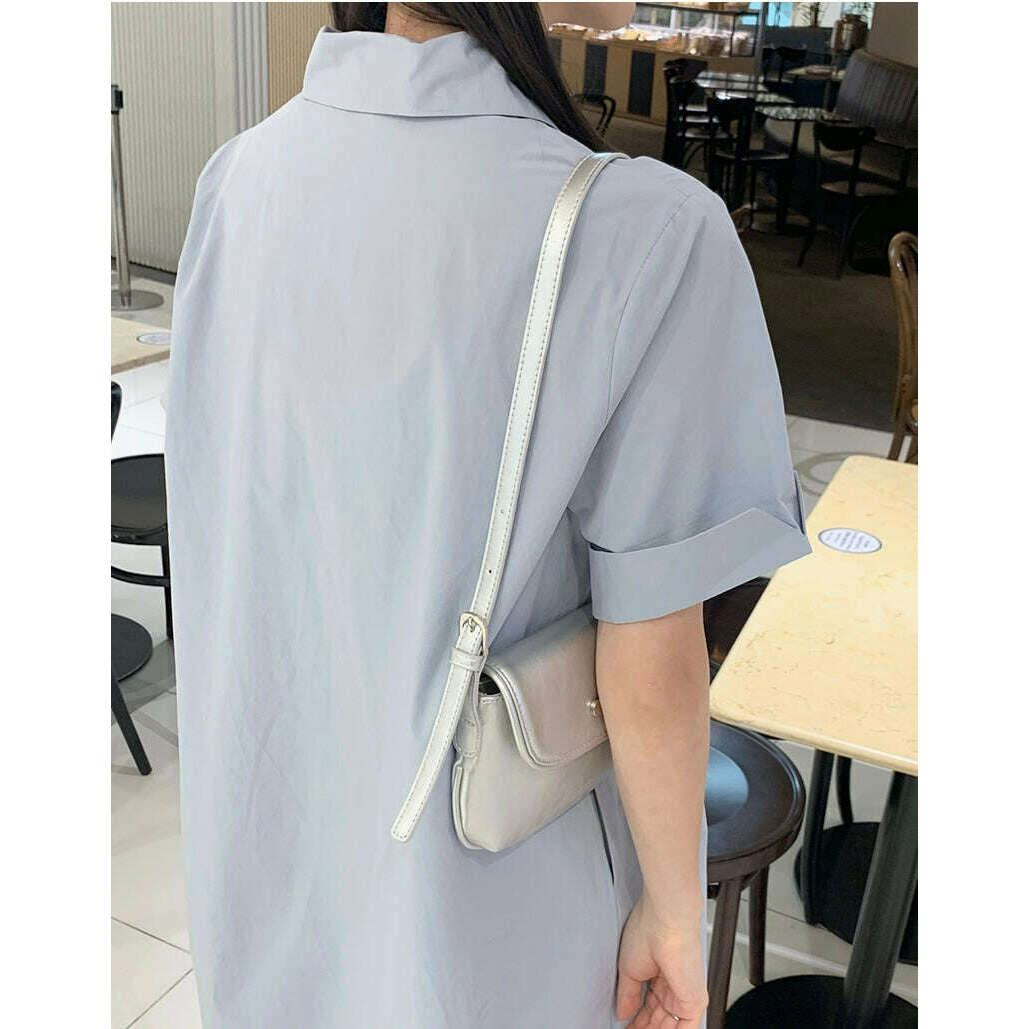 MUMMY.cc:孕婦翻領褶袖帶口袋連身裙