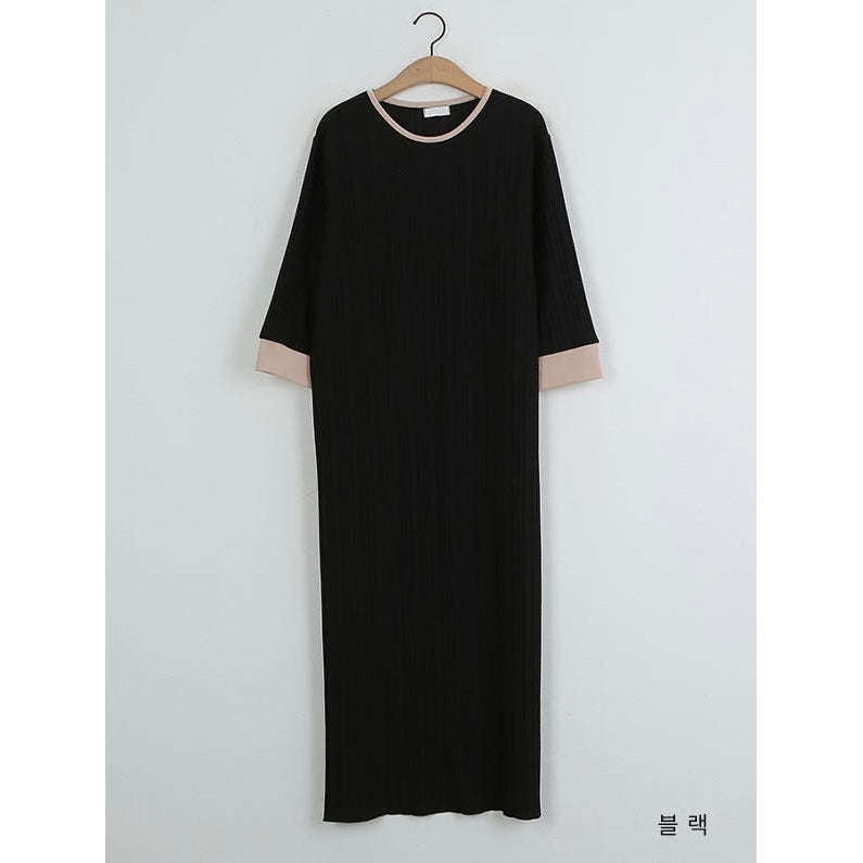 MUMMY.cc:中袖垂感優雅孕婦裙:Black