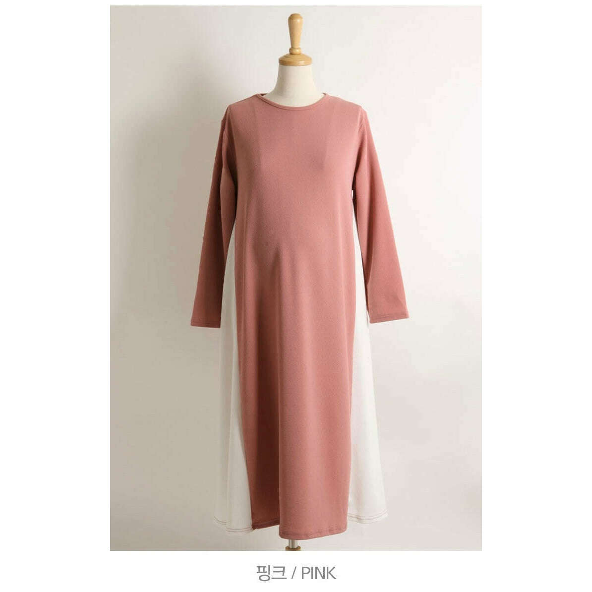 MUMMY.cc:拼色A字無皺連身裙:Pink