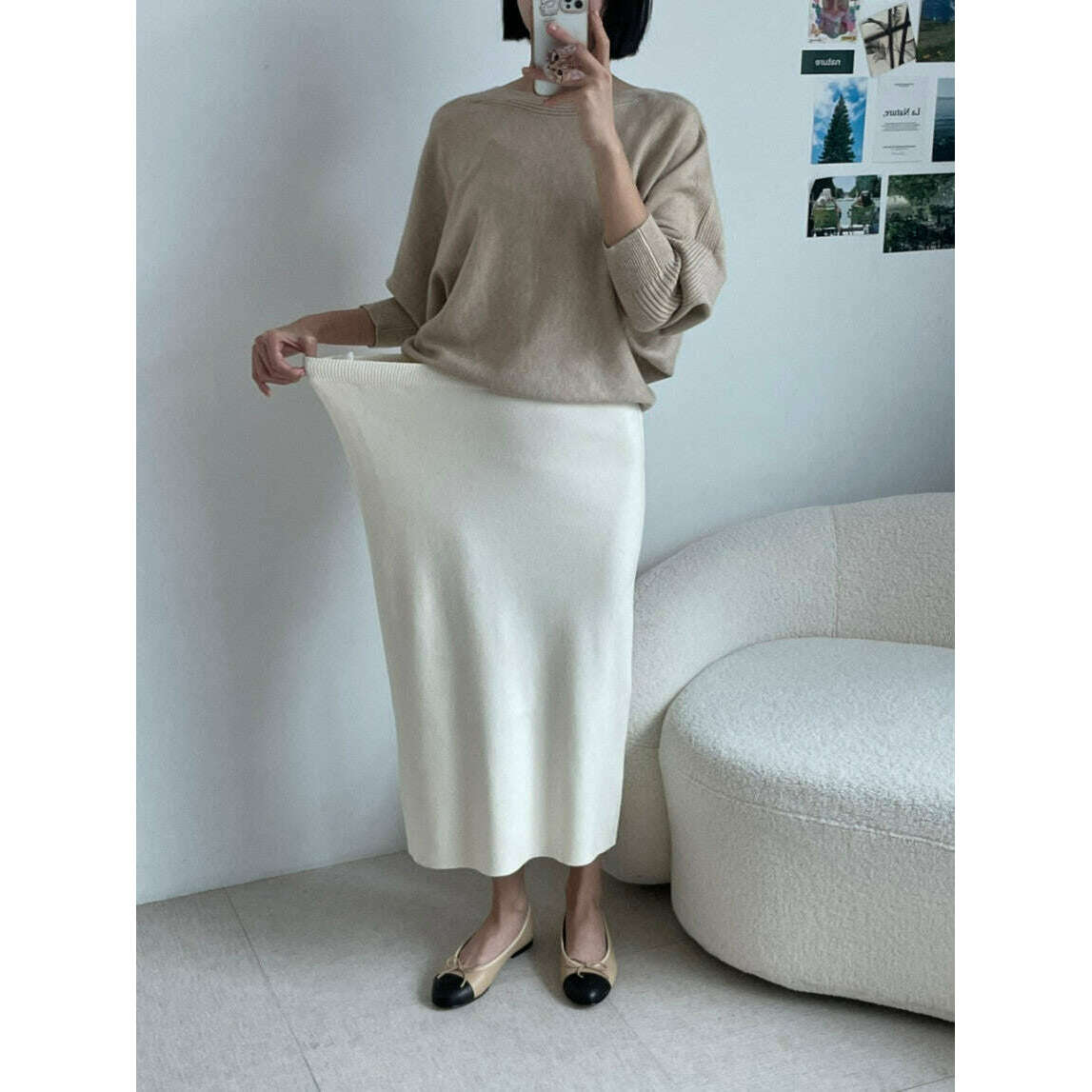 MUMMY.cc:孕婦秋冬高腰可調節針織半截裙