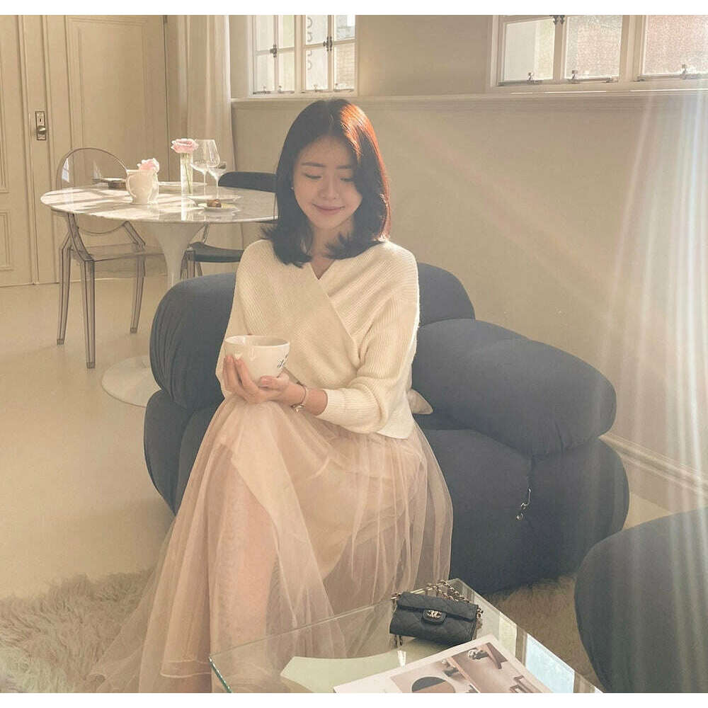 MUMMY.cc:交叉裹式針織背心紗裙套裝