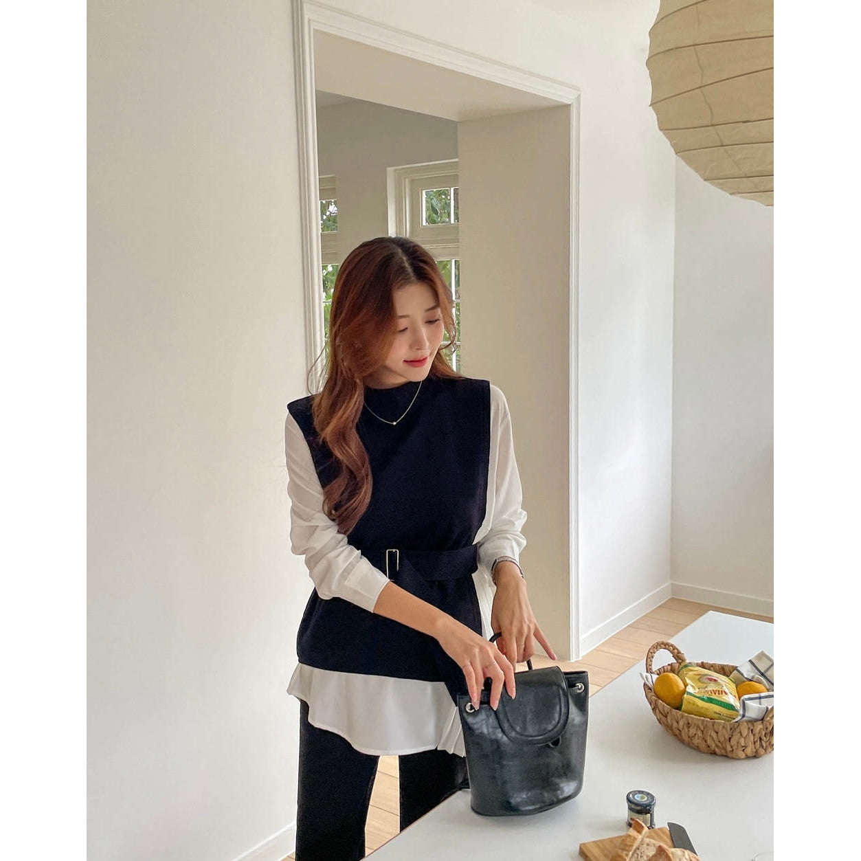MUMMY.cc:褶皺不平衡襯衫兩件套裝