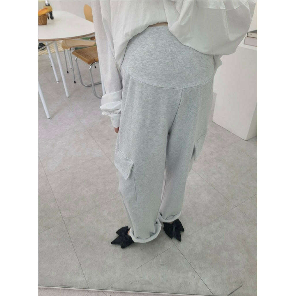 MUMMY.cc:孕婦寬鬆舒適工裝直筒長褲