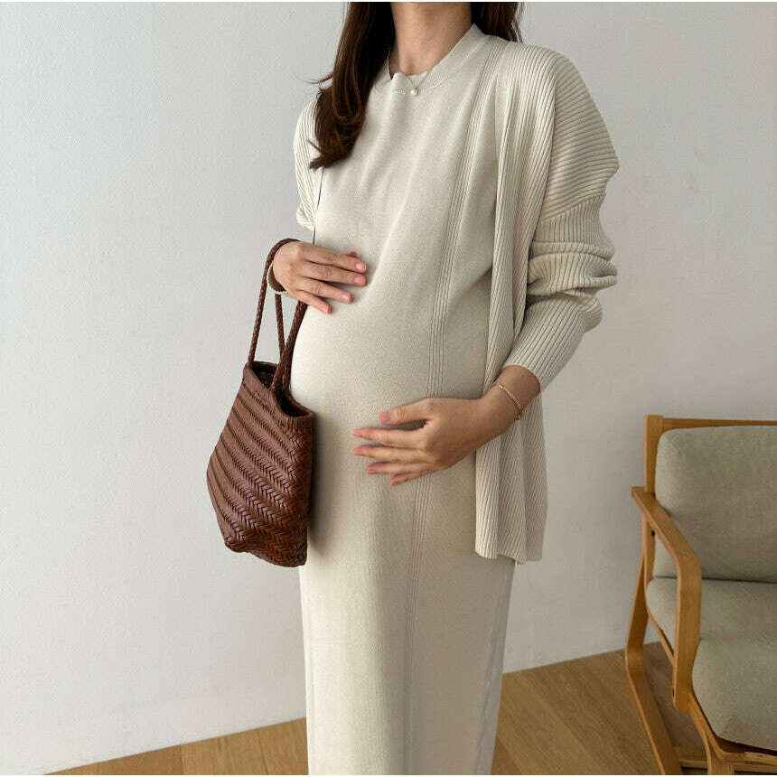 MUMMY.cc:羅紋披肩開衫孕婦裙套裝