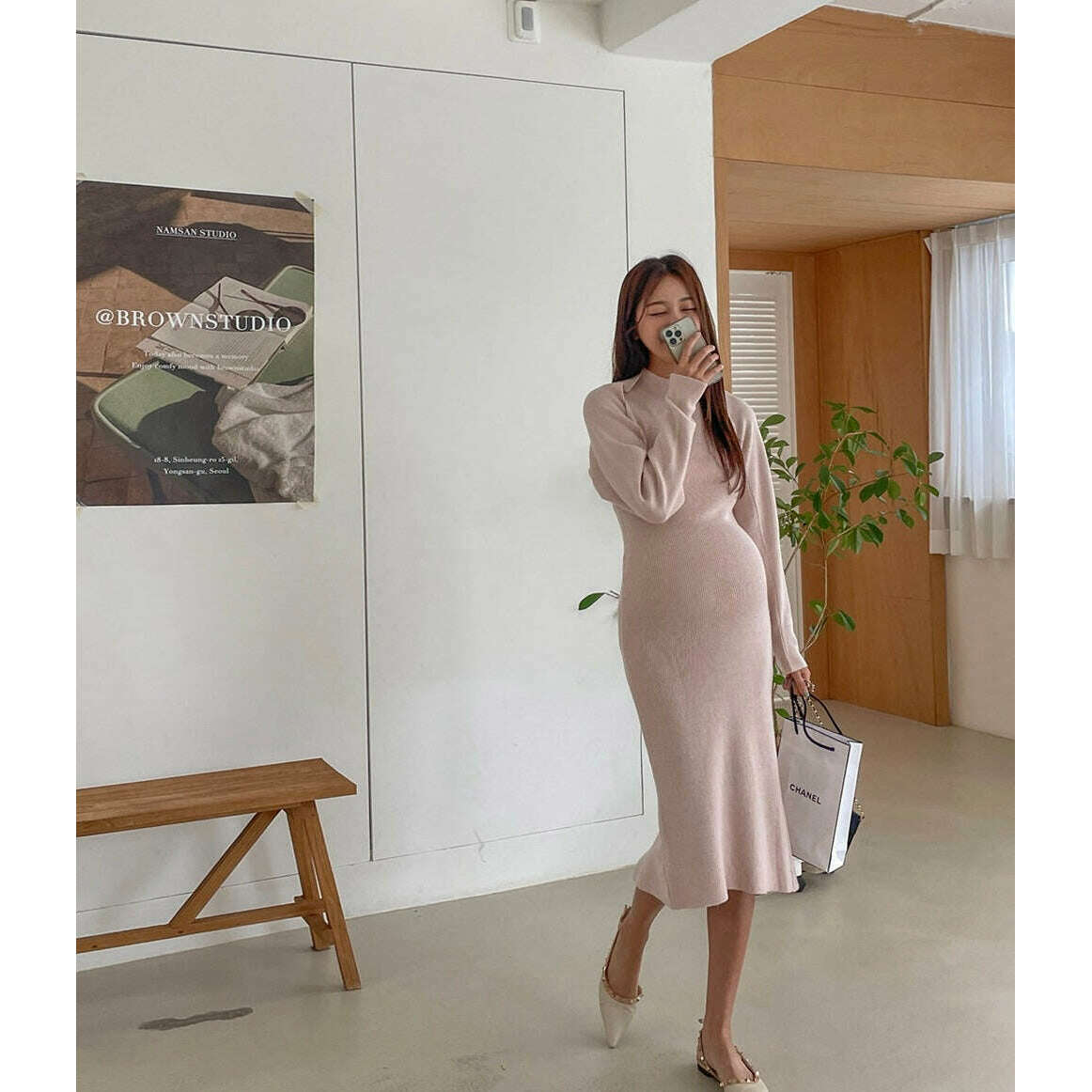 MUMMY.cc:法式背心半高領針織連身裙套裝