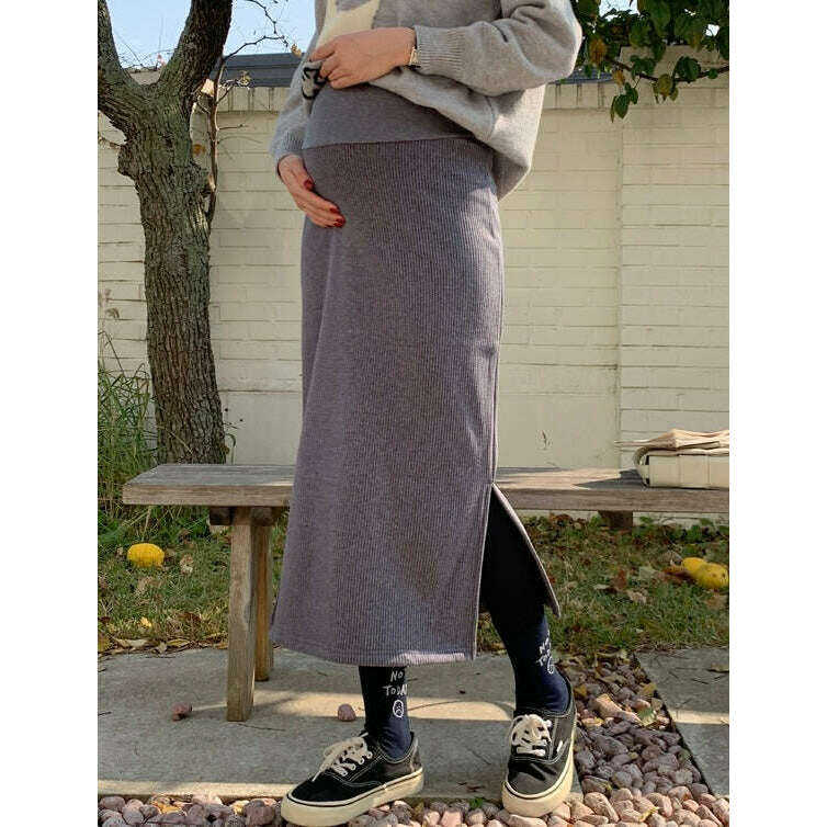 MUMMY.cc:孕婦中長兩側開衩半截裙