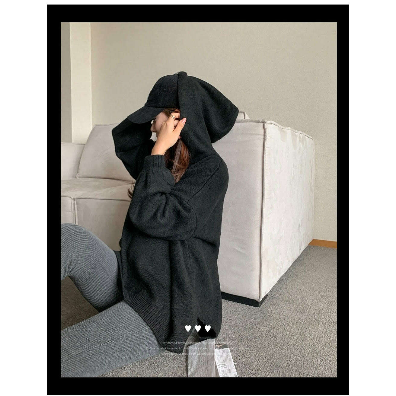 MUMMY.cc:寬鬆羊毛混紡連帽針織衫