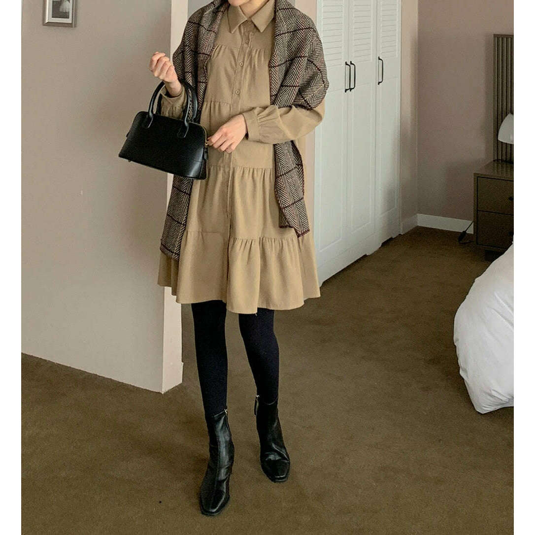 MUMMY.cc:孕婦企領開鈕哺乳娃娃裝裙