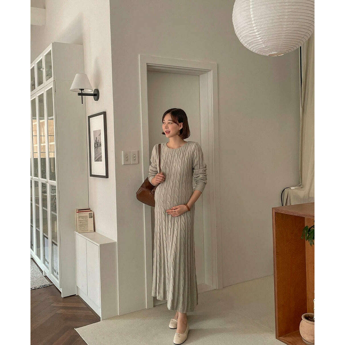 MUMMY.cc:麻花圓領編織長連身裙