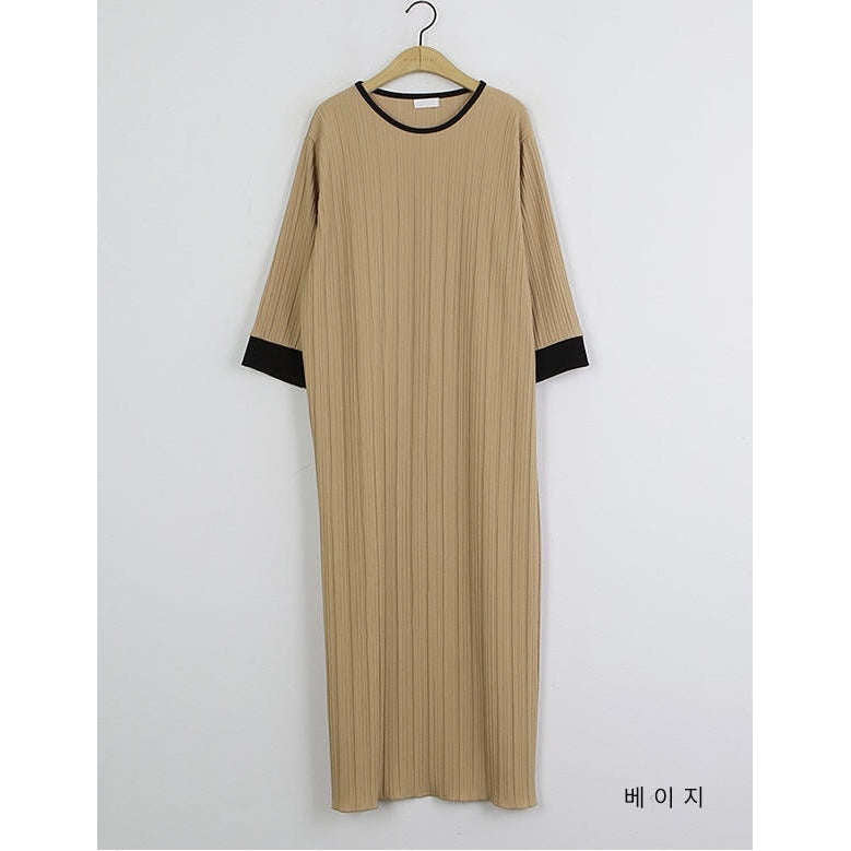 MUMMY.cc:中袖垂感優雅孕婦裙:Beige