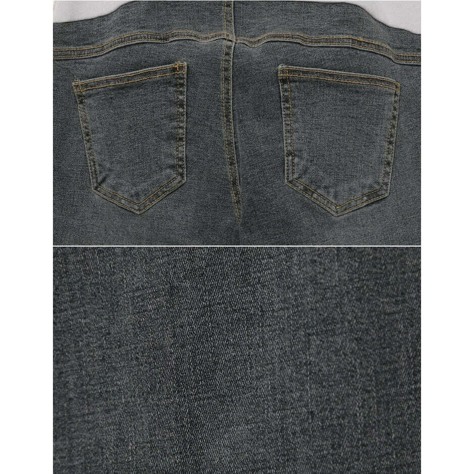 MUMMY.cc:簡約修身灰色直筒牛仔褲