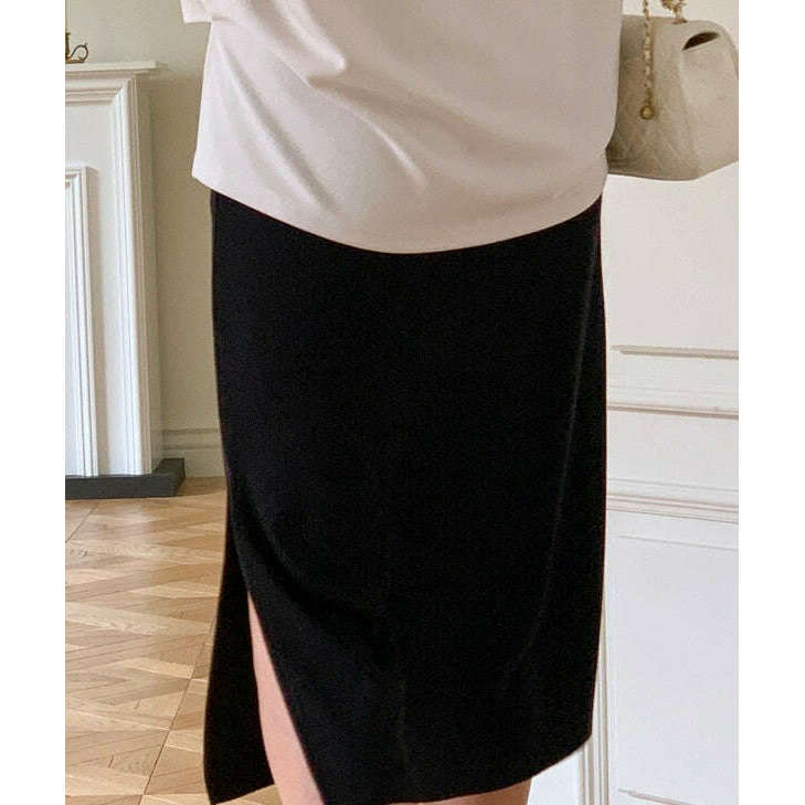 MUMMY.cc:孕婦舒適高腰單開衩半截裙