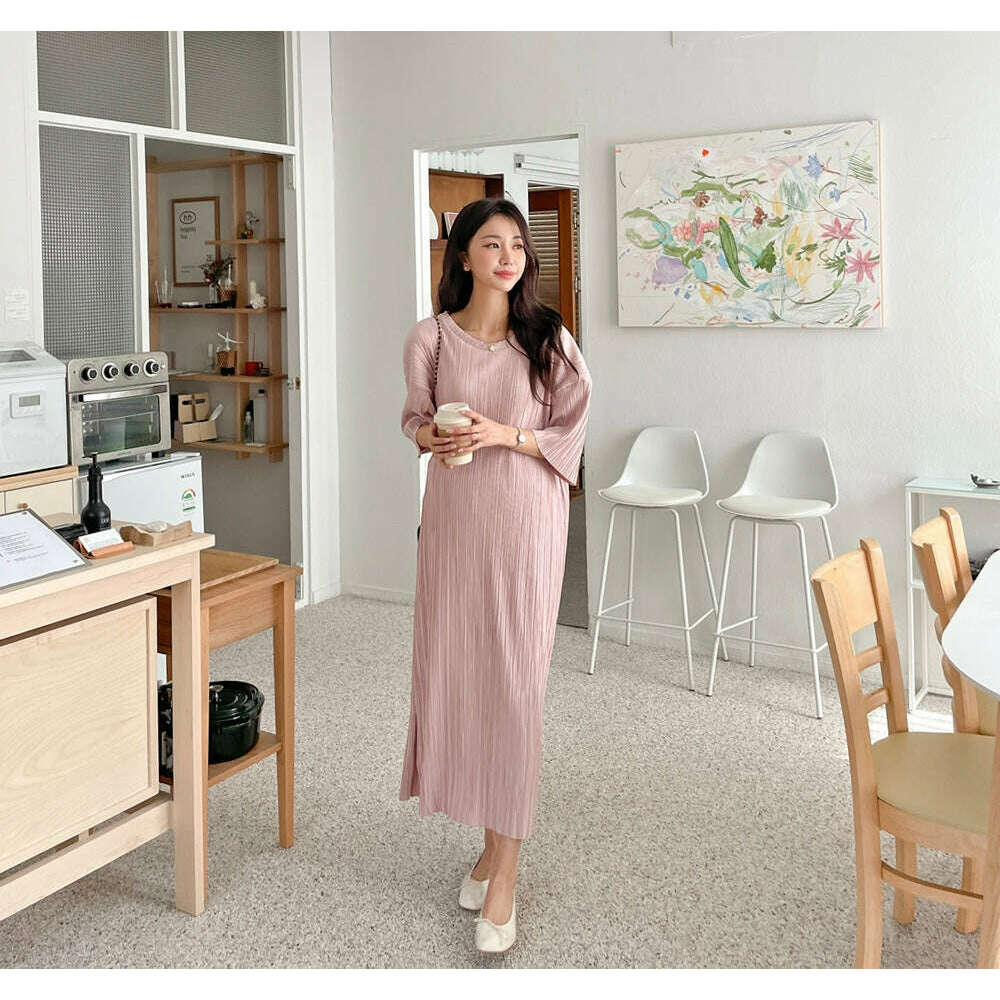 MUMMY.cc:落肩褶褶寬鬆彈性孕婦連身裙