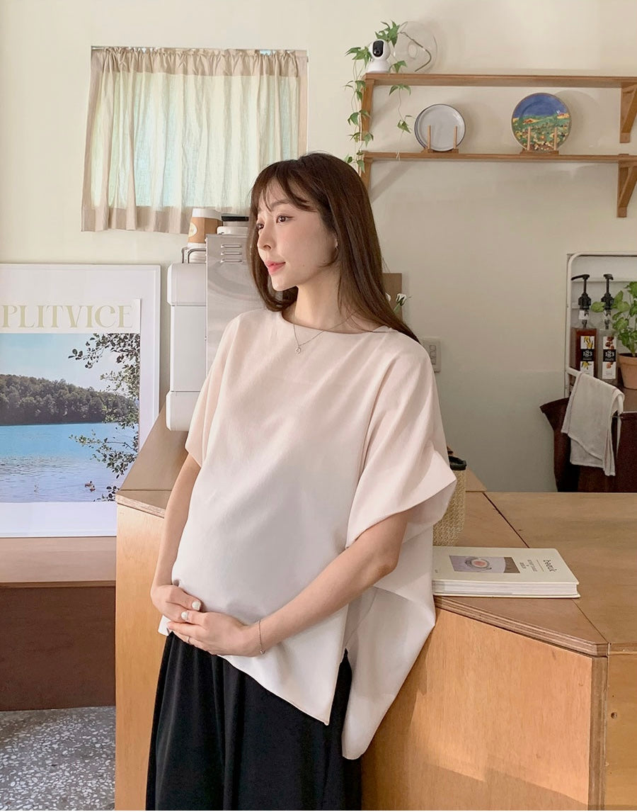 簡約寬鬆蝙蝠袖圓領上衣
