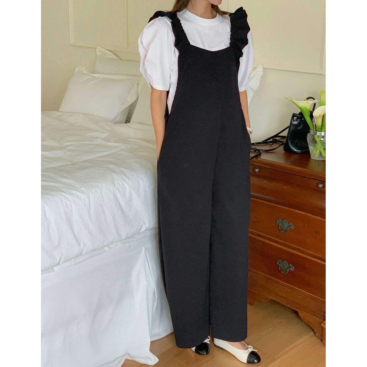 MUMMY.cc:孕婦荷葉肩帶Jumpsuit
