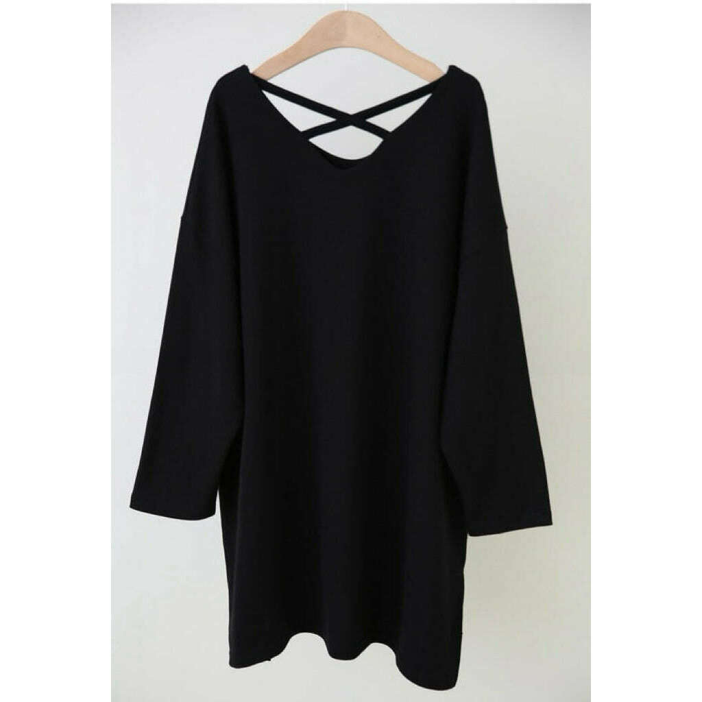 MUMMY.cc:孕婦秋季背交叉帶純棉T桖:Black