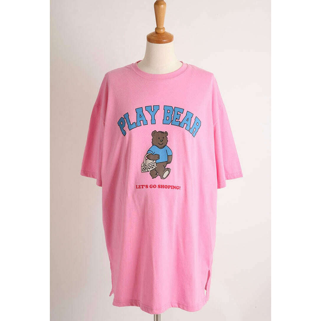 MUMMY.cc:純棉短袖寬鬆 Play bear Tee:Pink