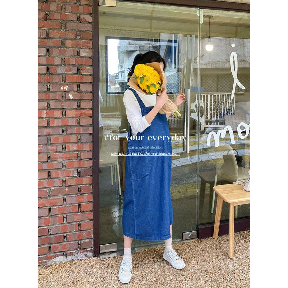 MUMMY.cc:孕婦休閒粗邊吊帶牛仔裙