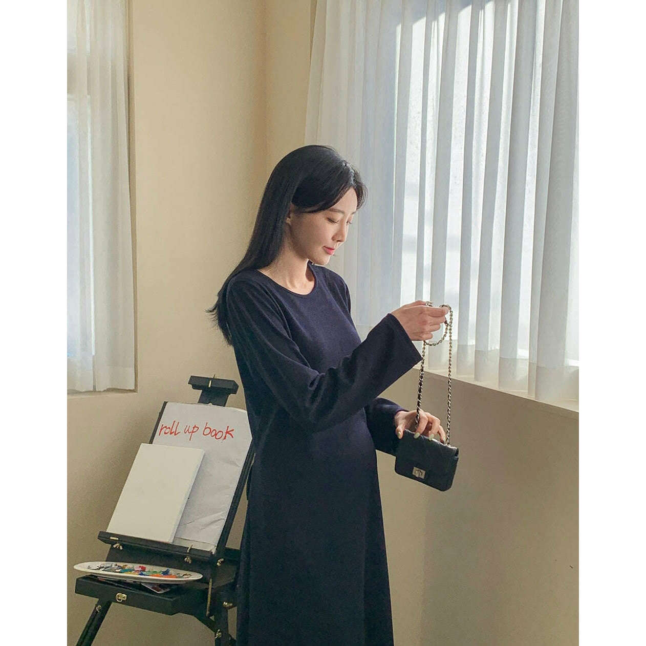 MUMMY.cc:喇叭背褶無皺孕婦裙