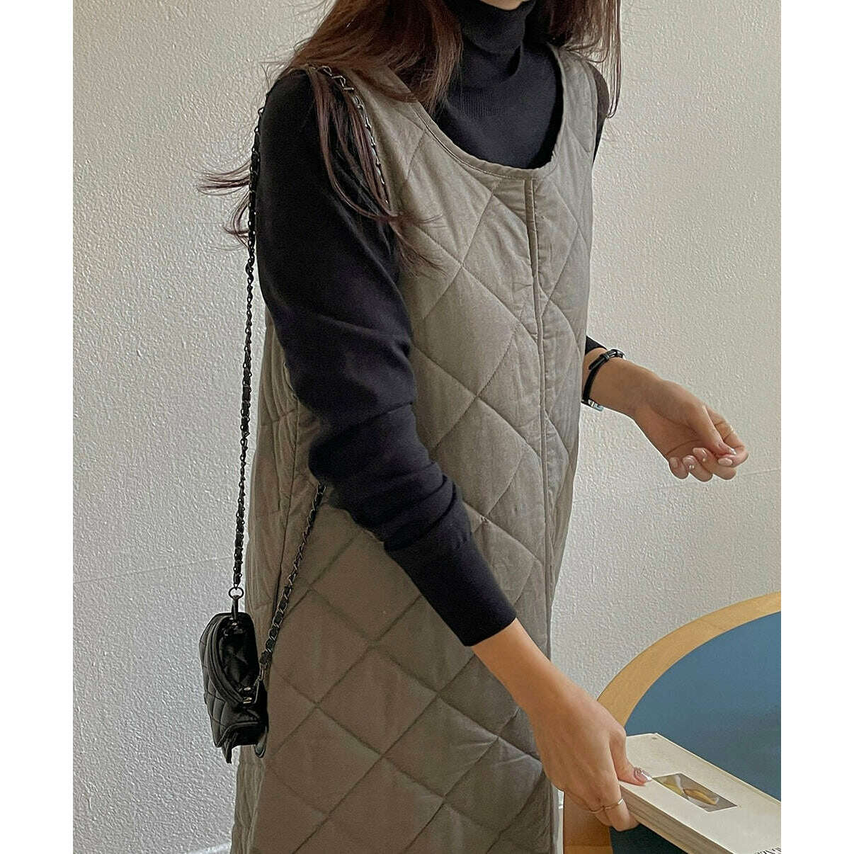 MUMMY.cc:夾棉A line菱格秋冬連身裙